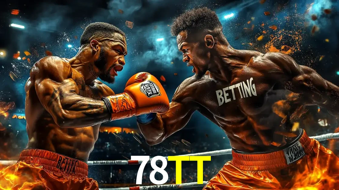 Dois boxeadores em uma luta intensa e explosiva, representando a adrenalina e as oportunidades de apostas em esportes de combate disponíveis na plataforma 78TT.